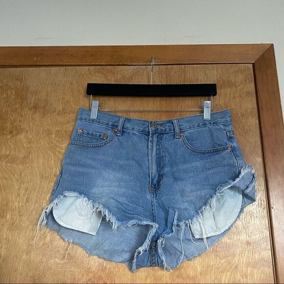 Love Culture Blue Perfectly Oversized Distressed Denim Jean Shorts for Summer - Picture 2 of 5